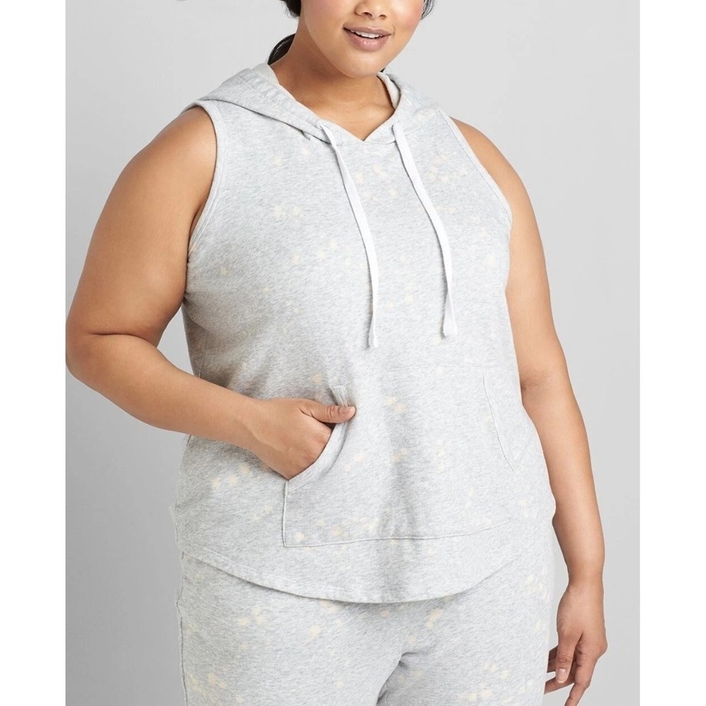 Livi Active Women Sleeveless Hoodie Grey Bleached Splatter Plus Size 22/24 NEW